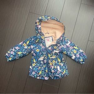 Carter’s floral unicorn print zip up fleece lined lightweight hooded jacket 12M
